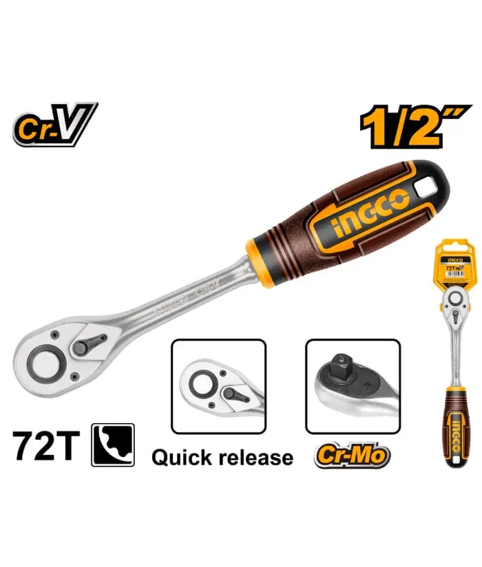 Llave crique enc   1/2"  260mmL 72 dientes HRTH0812 INGCO