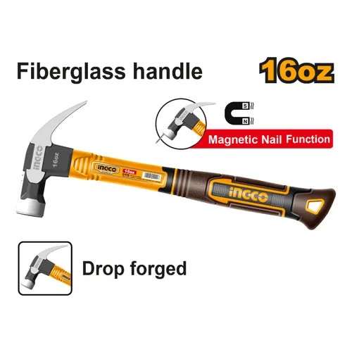 Martillo galponero magnético 16Oz- 450G forjado mango fibra INDUSTRIAL HCH81016 INGCO