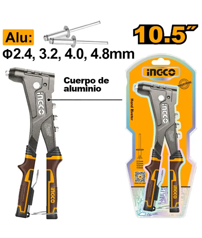 Remachadora manual 10.5" cuerpo aluminio 2,4-4,8mm HR105 INGCO