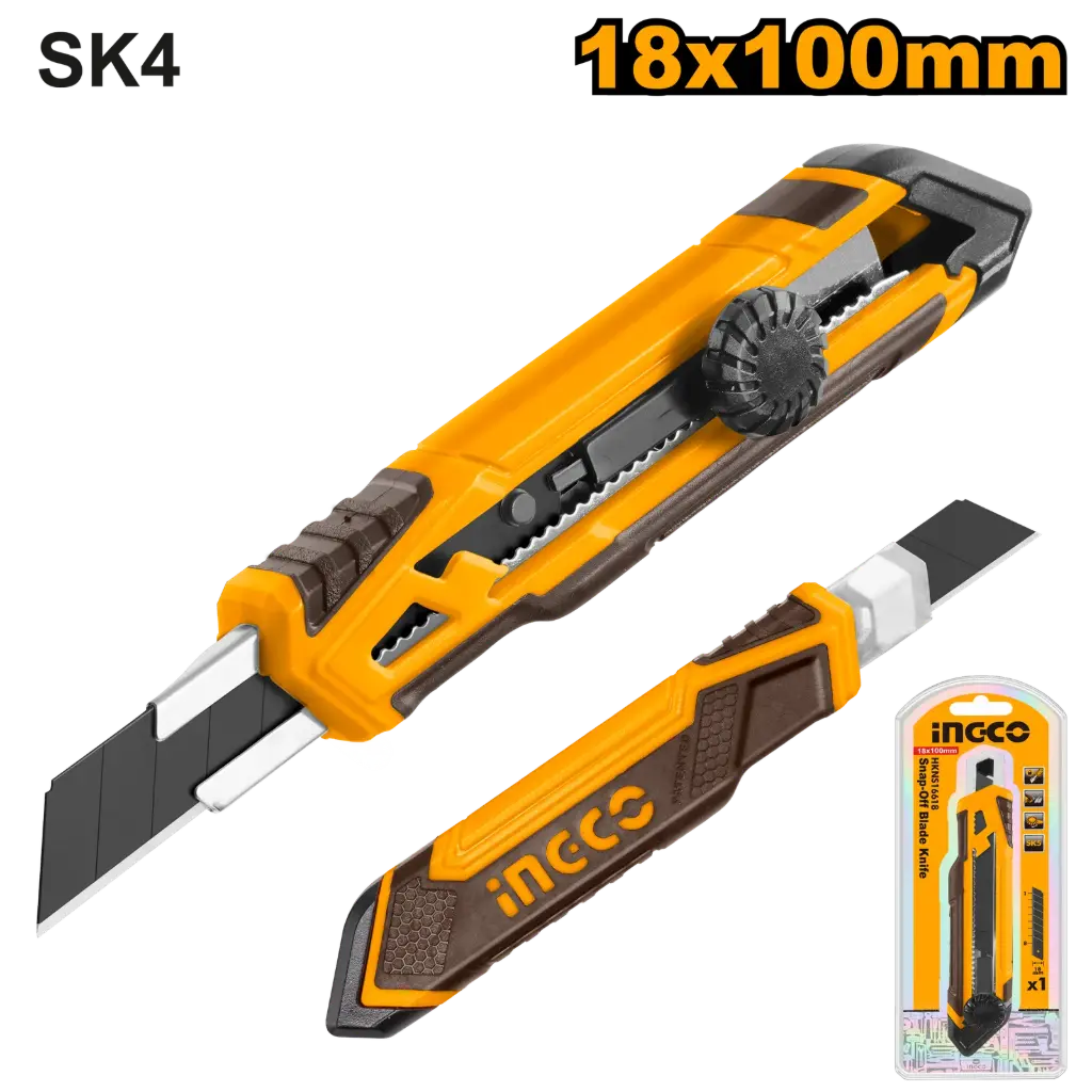 Cutter plástico reforzado 18mm c-rueda freno seguridad HKNS16618 INGCO