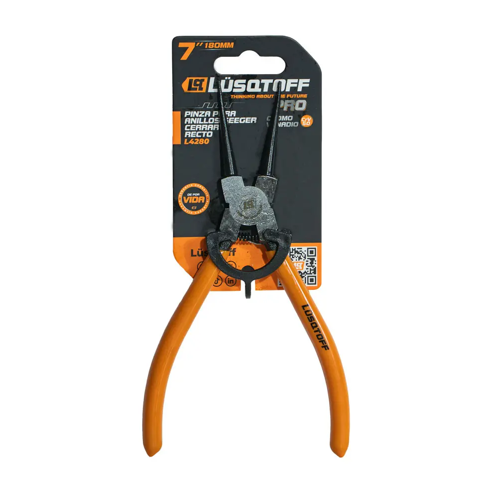 Pinza para anillo seeger (seguer) 7" (180MM) CERRAR RECTO INDUSTRIAL Profesional L4280 LUSQTOFF