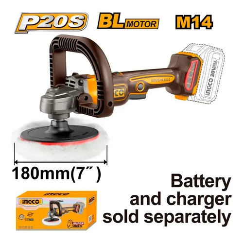 Pulidora angular  180mmD  20V 400-2500rpm BRUSHLESS SOLO APLI2018 INGCO