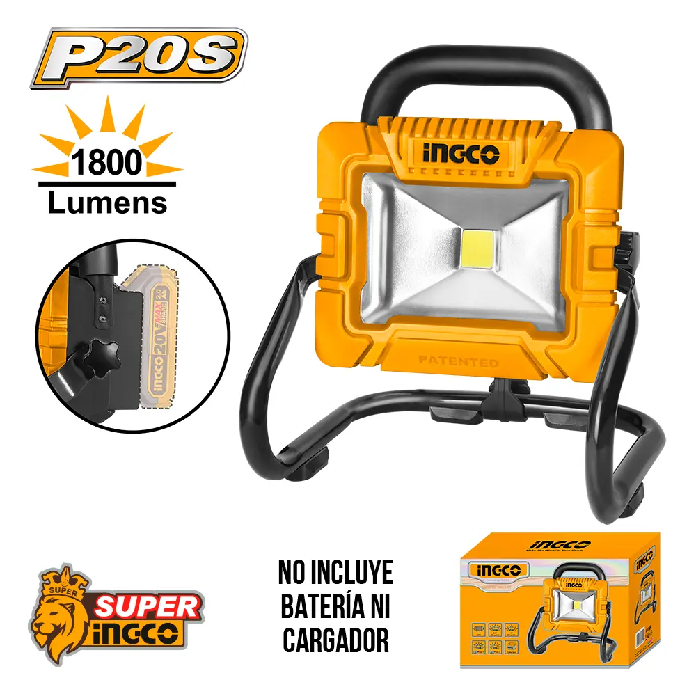 Reflector inalámbrico 1800Lumens 20V SOLO CWLI2025 INGCO
