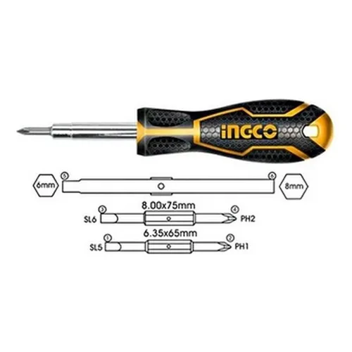 Destornillador Set 6 En 1 Punta intercambiable INDUSTRIAL AKISD0608 INGCO