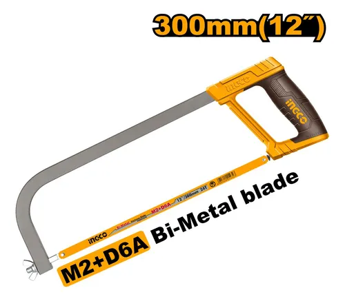 Arco de sierra metálico tubular Fijo 300mm 12" mango ergonómico HHFS3068 INGCO
