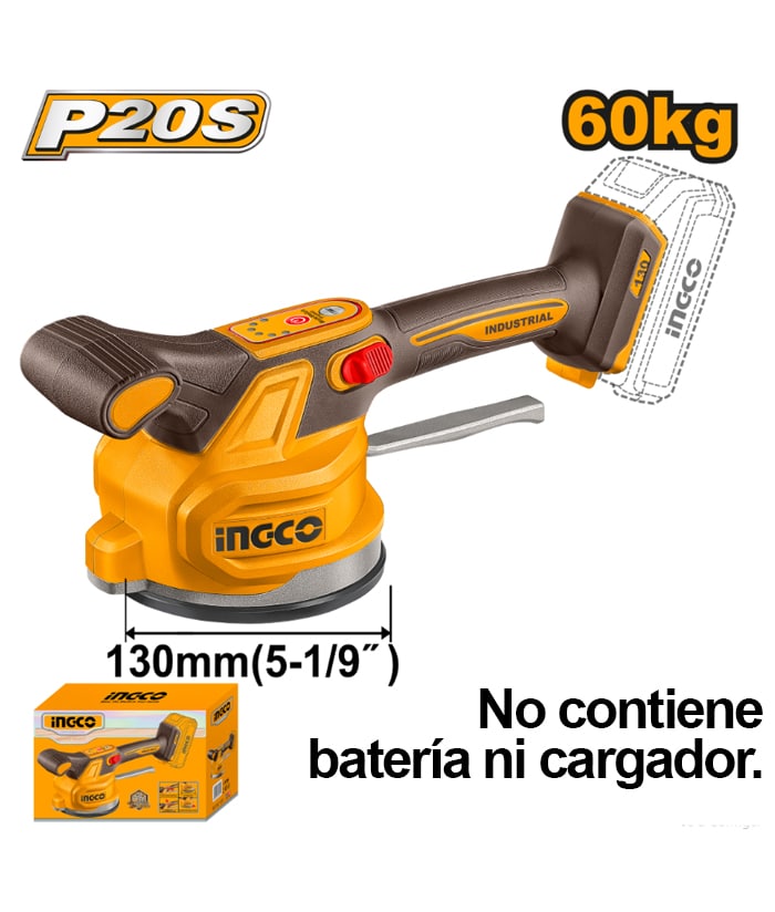 Ventosa Vibradora para Baldosas 60kG 20V SOLA  CTVLI2001 INGCO