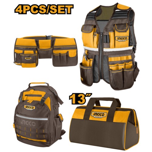 Combo Cartuchera-Chaleco-Bolso 13"-Mochila COS230908 INGCO