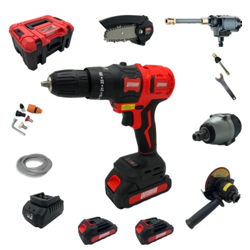 Multiherramienta 20V Taladro-amoladora-Llave impacto-Hidrolavadora-Motosierra t-Matrix 5 en 1 + 2 bat 2.0A Brushless HMB-20 OMAHA