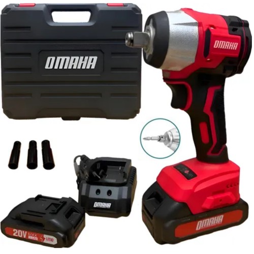 Llave impacto 20V 350Nm + 3 bocallaves 2 bat Maletín BRUSHLESS LLB-20K OMAHA