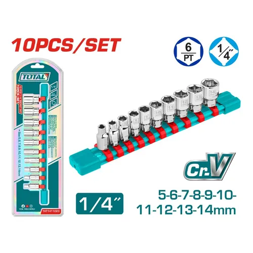 Set 10 Bocallaves 1/4" INDUSTRIAL THT1411023 ZBLI01410 TOTAL