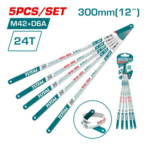 Set de 5 Hojas de Sierra Manual Bi-Metal 24T 300mm INDUSTRIAL THTKT57245 ZSMI52430 TOTAL