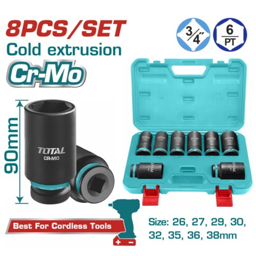 Set de 8 tubos bocallaves alto impacto 3/4" INDUSTRIAL THKISD34082L ZLII00800 TOTAL