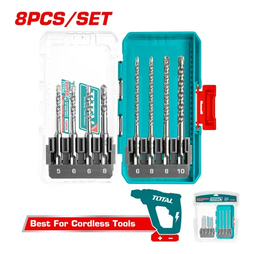 Set de 8 Mechas SDS PLUS para Rotomartillo INDUSTRIAL TACSDL11806 ZMSI00S08 TOTAL