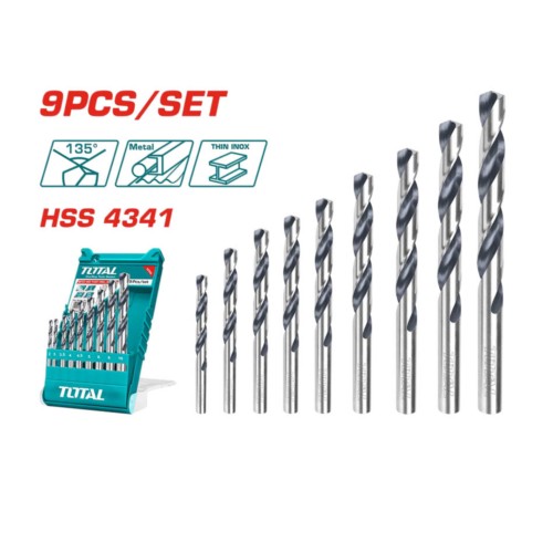 Set de 9 Mechas 2-10mm HSS 4341 INDUSTRIAL TACSD0095 ZMHI43S09 TOTAL