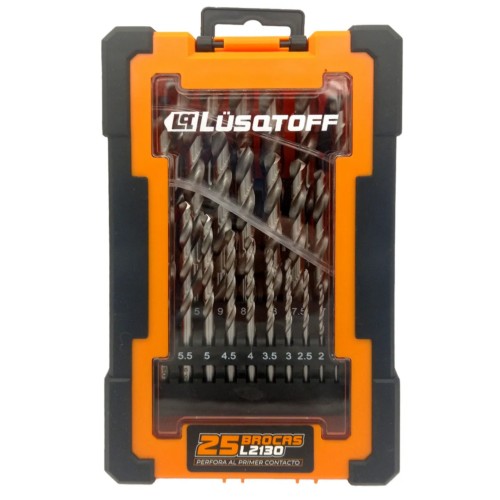 Juego de mechas cilindricas HSS acero rápido 25pcs L2130 LUSQTOFF