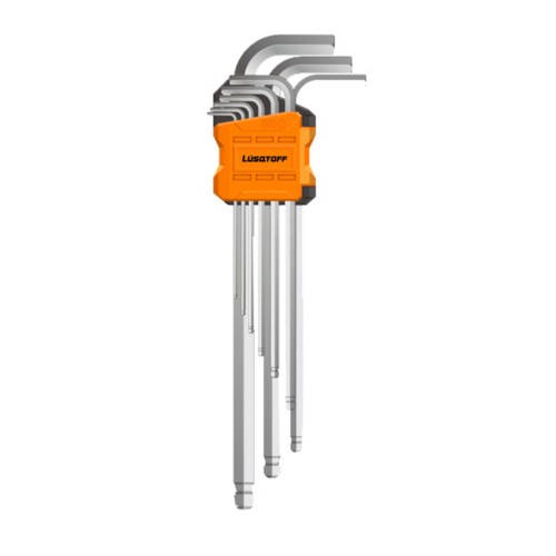 Juego 9 llaves allen largas 1.5 a 10mm métricas Acero Cromo Vanadio Plateado L6944 LUSQTOFF