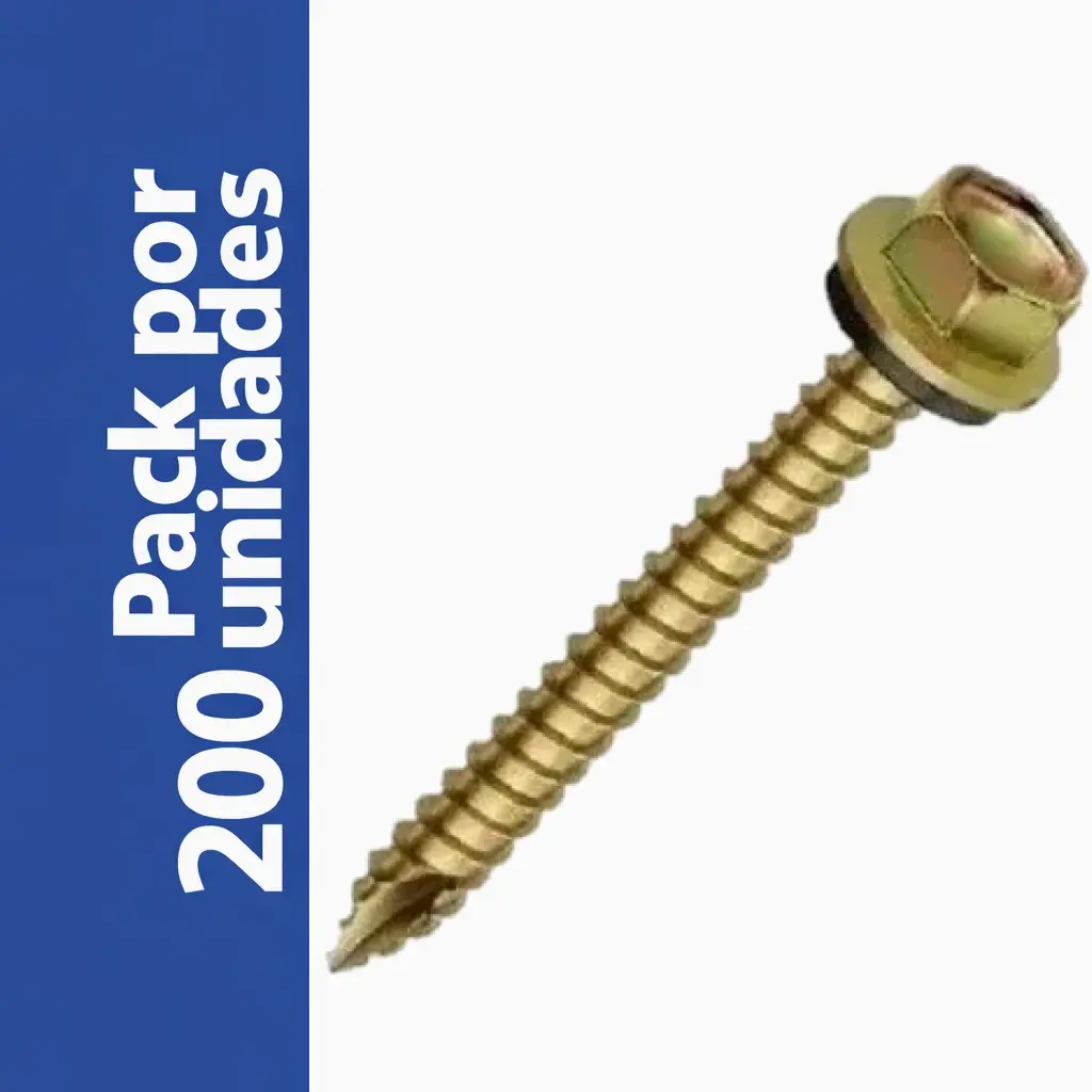 Combo x 200 Tornillo autoperforante c-hexagonal #14x 63mmL AcCinc c-arandel p-aguja FB 144T170000S0063 65.PAH.14.63