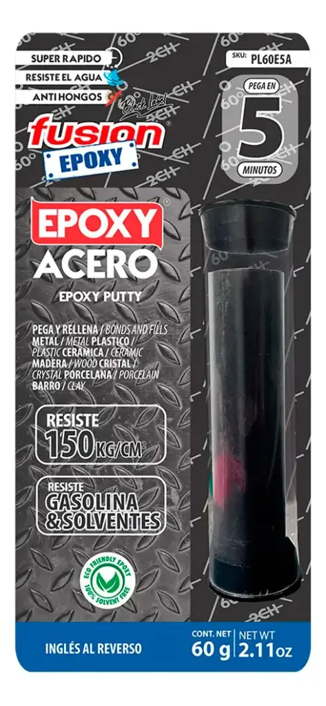 Adhesivo Epoxy Plastilina Acero Barra Integrada X 60 Gr  FUADSASA3915 FUSION EPOXY