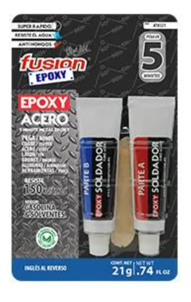 Adhesivo Epoxy Tubo liquido Soldador Acero 5 Min X 21 Gr  FUADSASA3914 FUSION EPOXY