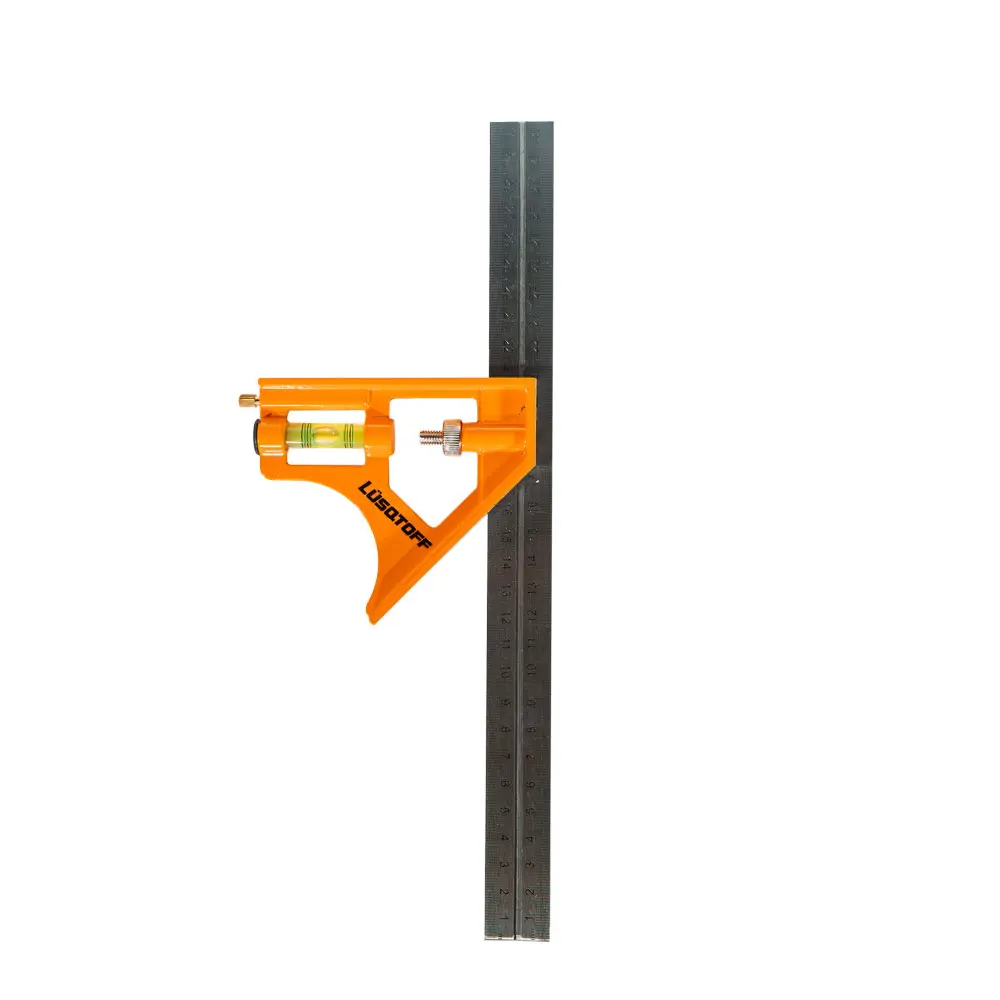 Escuadra combinada carpintero 300mm 12" 45-90° c-punzon y burbuja L7016 LUSQTOFF