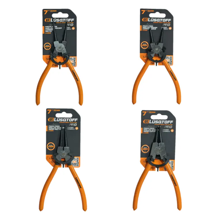 Juego 4 Pinzas para anillo seeger (seguer) 7" (180MM) ABRIR-CERRAR RECTA-CURVA L4280-L4282-L4284-L4286 LUSQTOFF