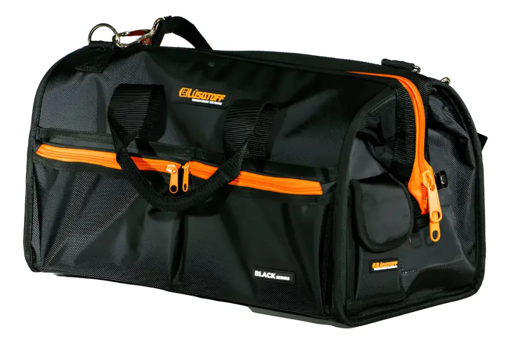 Bolso porta herramientas 45x35x15cm 9 bolsillos exteriores y 5 interiores base rígida c-apoyo de goma BLACK SERIES BRL14-9 LUSQTOFF