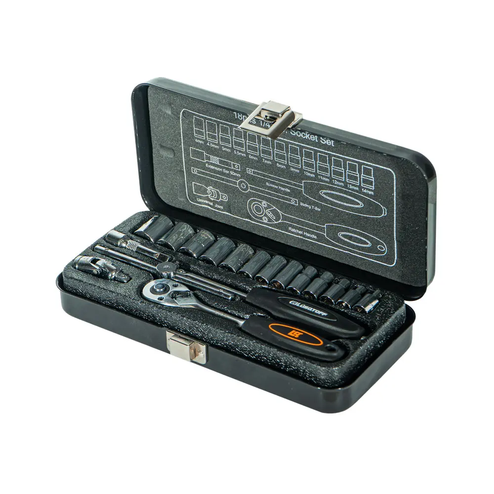 Juego de bocallaves y accesorios 18 piezas c-estuche L5702 LUSQTOFF