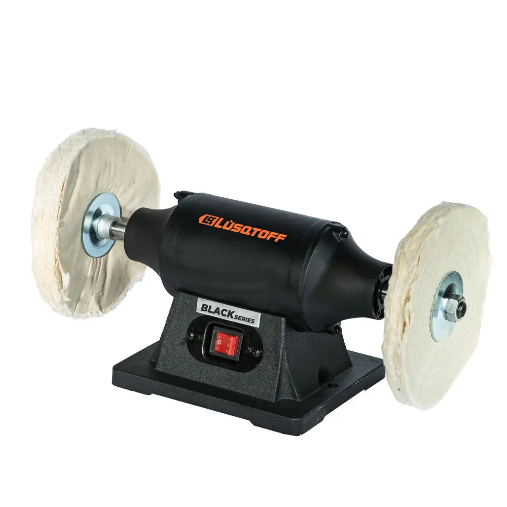 Pulidora de banco 200mm 8" 550W 3/4HP + 2 ruedas de paño p-pulir BLACK SERIES PBL550-9 LUSQTOFF