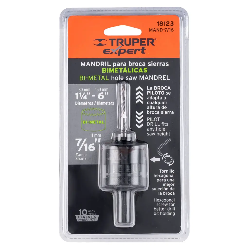Adaptador p-sierra copa mandril 30 a 150mm 7/16 18123 TRUPER