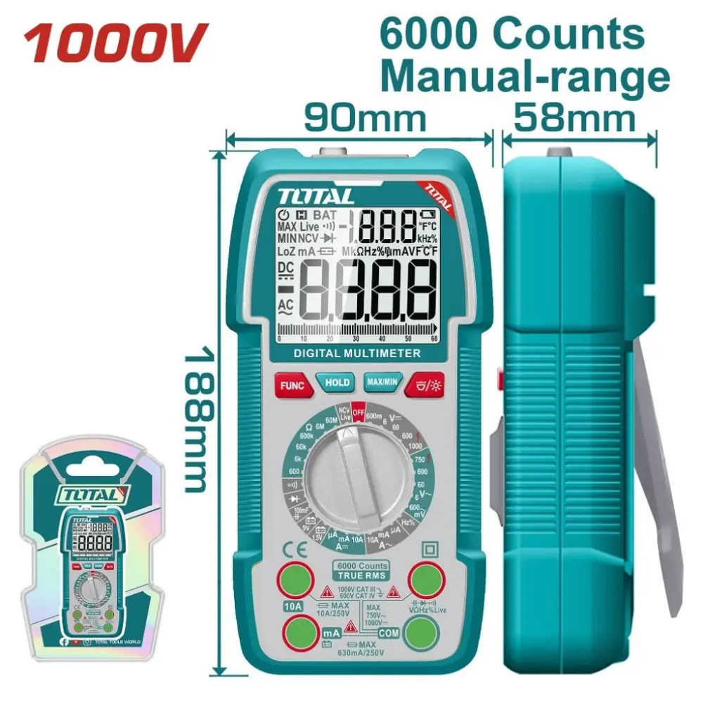Tester digital  1000V  10A 6000 cuentas INDUSTRIAL TMT5310002 XTS046100 TOTAL