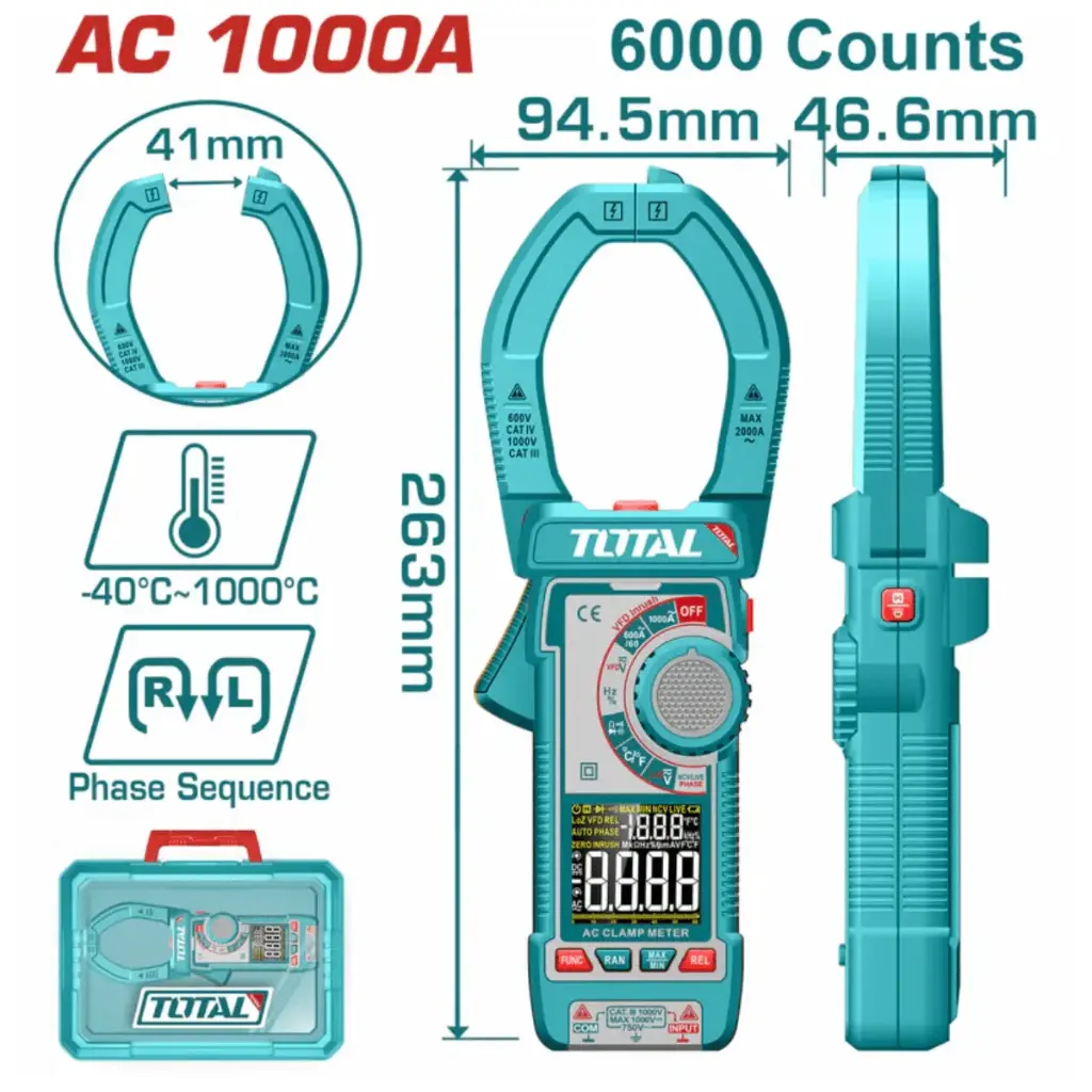 Pinza amperométrica digital AC 1000A INDUSTRIAL TMT7610001 XTSI41021 TOTAL