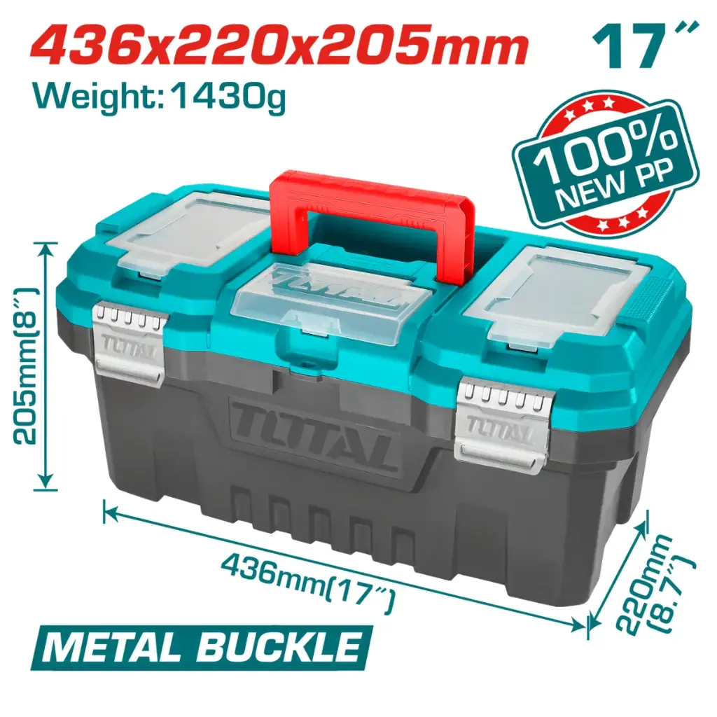 Caja plástica para herramientas 17" herraje metálico  TPBX0172 XCP00170M TOTAL