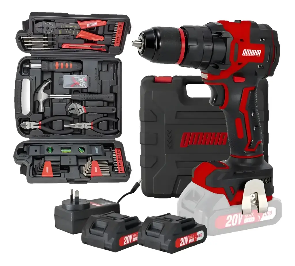 Set SHK-159 + Taladro-ator Percutor 10mm metálico 18V 45Nm + 2 Bat + Cargador + Maletin BRUSHLESS TBAT-20MK OMAHA