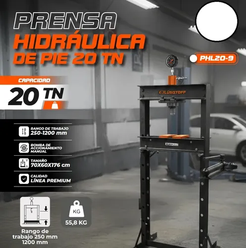 Prensa hidráulica 20TON de pie industrial BLACK SERIES PHL20-9 LUSQTOFF
