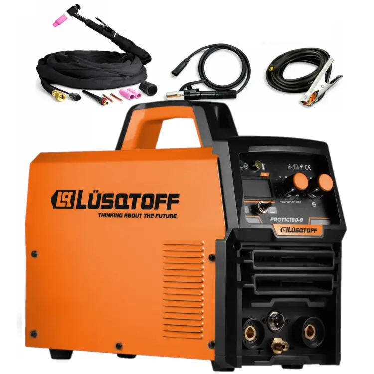 Soldadora TIG-MMA 180A c-torcha TIG alta frecuencia  pinza porta electrodo y masa PROTIG180-8 LUSQTOFF