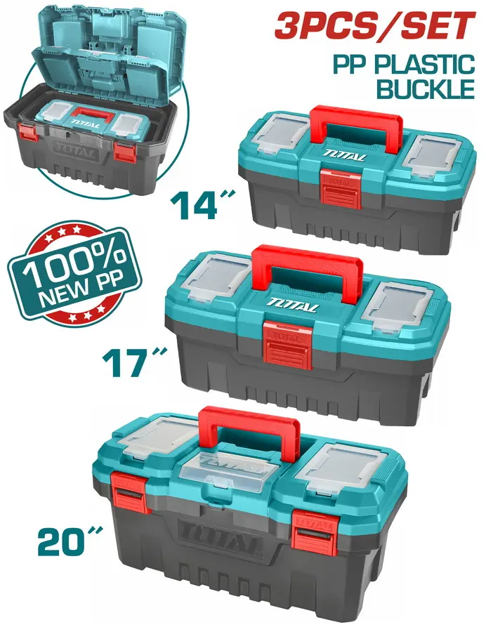 Set de 3 Cajas Plásticas para Herramientas (14", 17", y 20") TPBXK0031 XCP0S3C0P TOTAL
