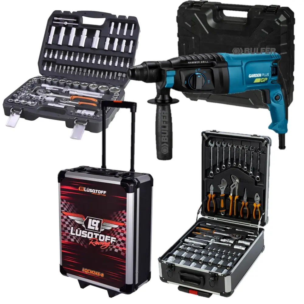 COMBO PROFESIONAL Rotomartillo 800W RMGP800-7 + SET108LQ + Maletín carro 245pcs LQCM245-8 LUSQTOFF