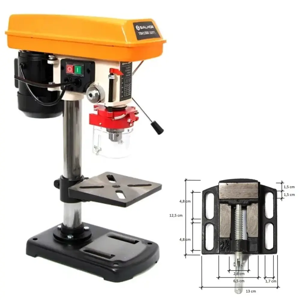 Combo Morsa plana 2.5" + Taladro de banco 13MM 250W TBH1300 601.TBH1300 SALKOR
