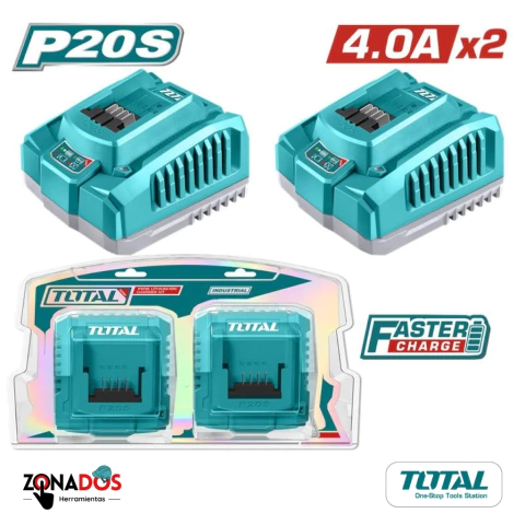 Set x 2 Cargadores de batería  20V   4,0A/h TOSLI250388-4 V2VICA422  TOTAL