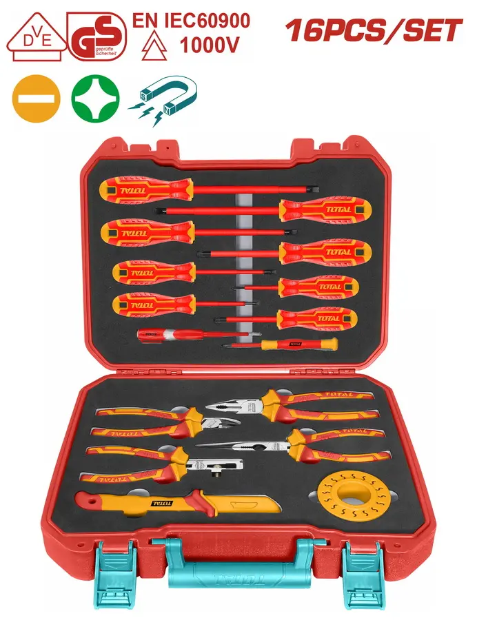 Juego Set 16 herramientas maletin aislada 1000V INDUSTRIAL THKITH1601 XCHIA1600 TOTAL