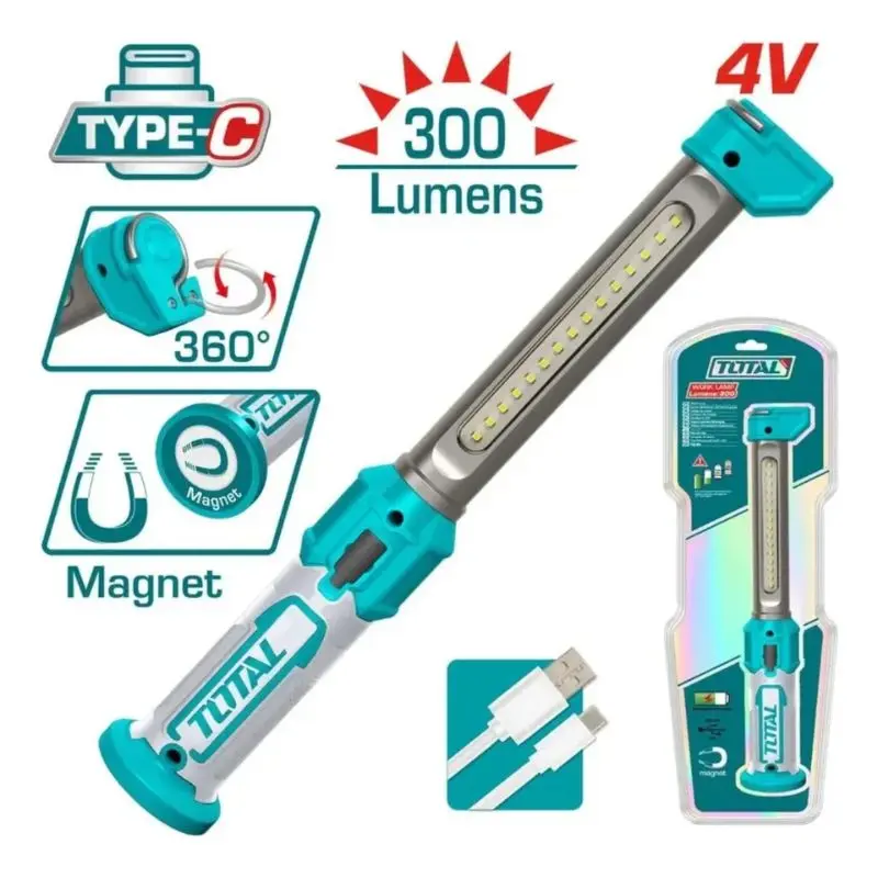 Lampara Led   300Lumens c-imán 360° 4V Recargable USB TWLI043006 VLT00361M TOTAL
