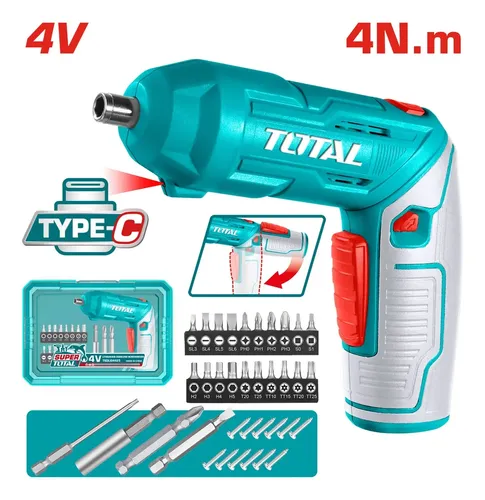 Atornillador a bater  4,0V  220rpm giratorio 24acc USB TSDLI04425 VAT00403M TOTAL
