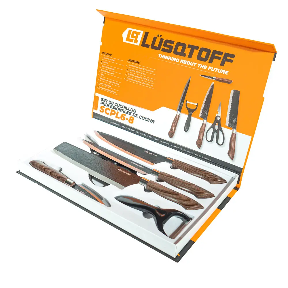 Set de cuchillos profesionales cocina hoja inoxidable 6 piezas SCPL6-8 LUSQTOFF