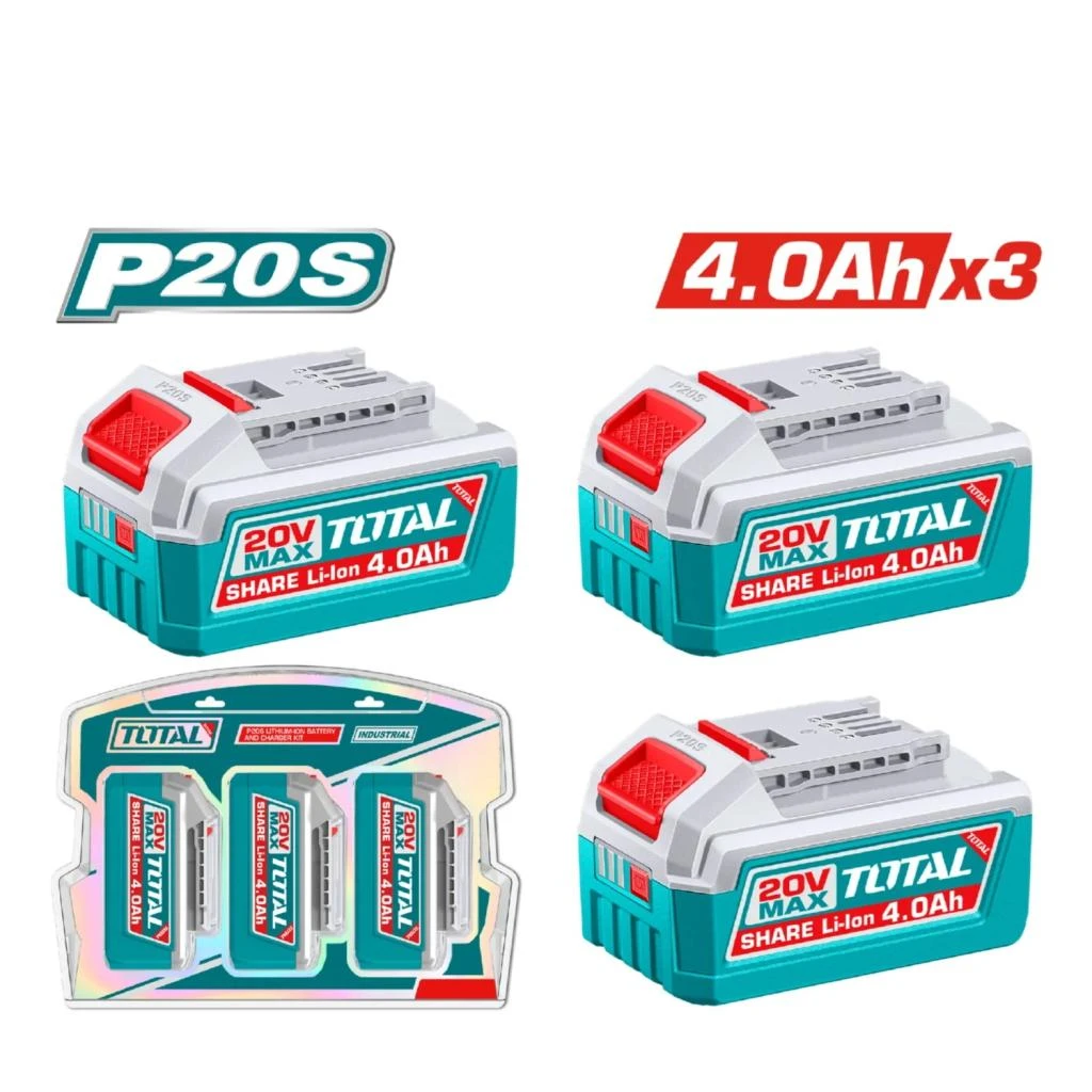 Combo set 3 Baterías 20,0V   4.0A/h Li-Ion TOSLI251296 V2VIBA420 TOTAL