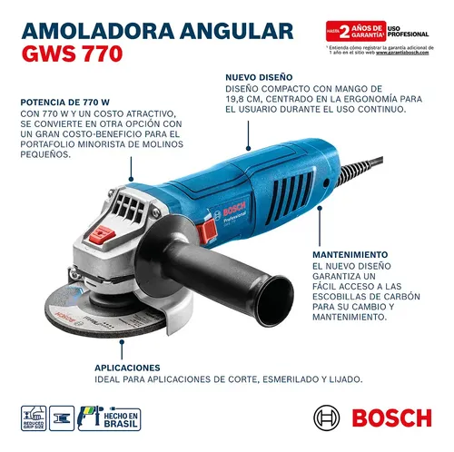Amoladora angul D115 220V  770W Profesional GWS 770 06013980H0 BOSCH