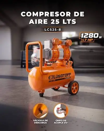 Compresor de aire 25 litros 1.7HP SIN ACEITE 22kG LCS25-8 LUSQTOFF