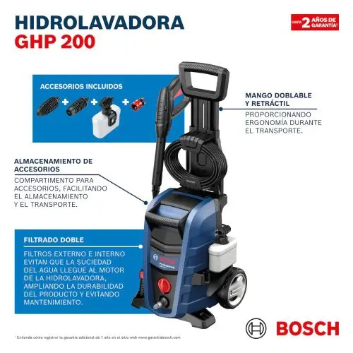 Hidrolavadora 138Bar 300L/h 1700W Profesional GHP 200 0600910DH0 BOSCH