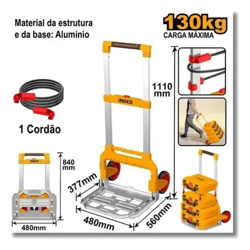 Carro plegable aluminio 130kG p-cajas apilables HHWB61201 INGCO