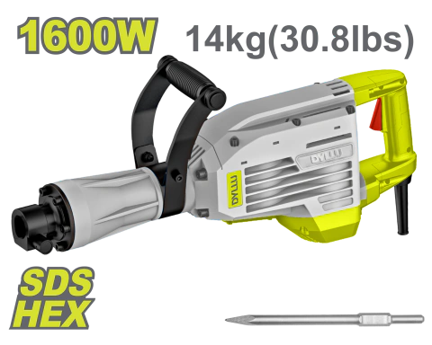 Martillo demoledor 1600w 45J 14kG hexagonal DTDB1D80-4 DEGRMD160 DYLLU