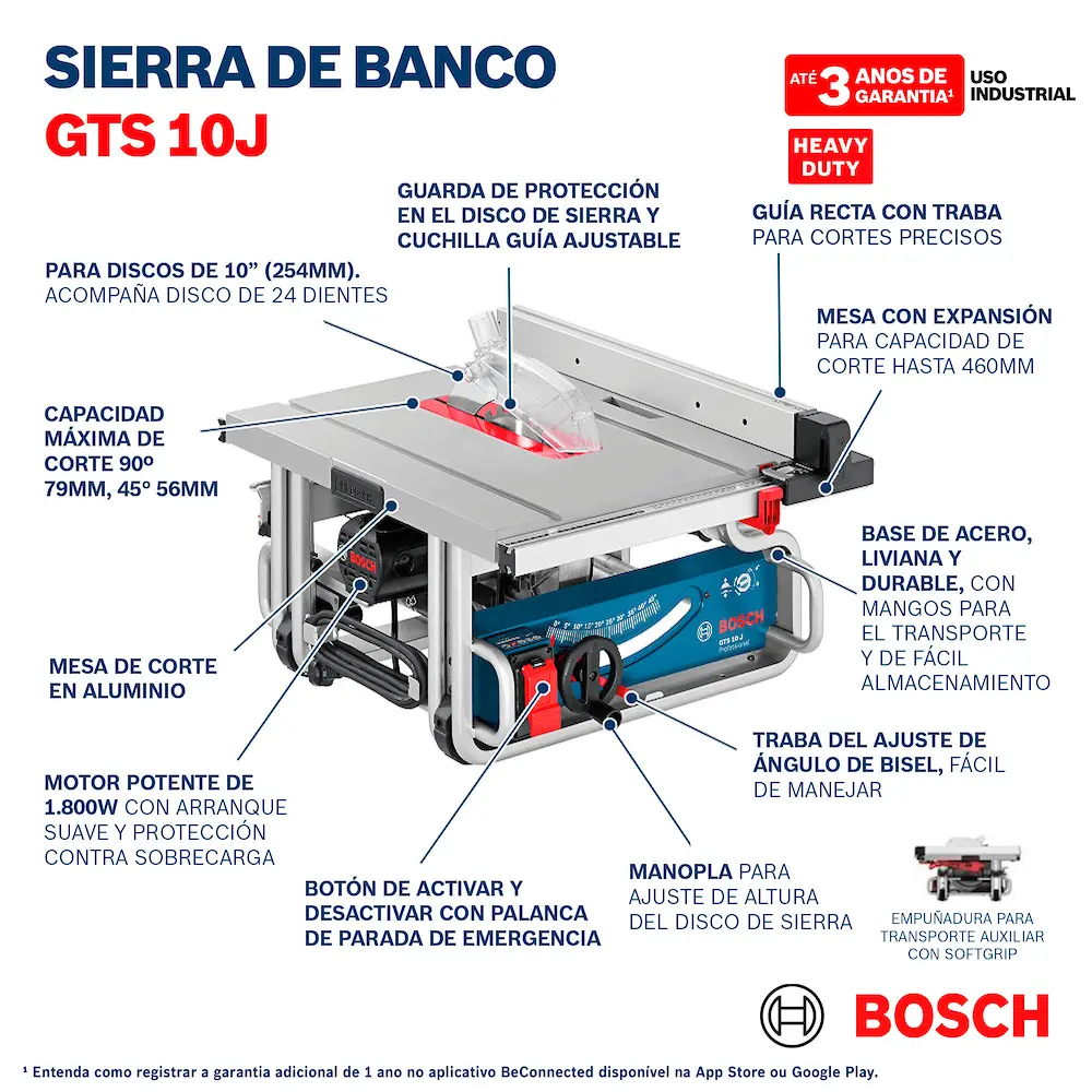 Sierra circular mesa 254mmD 1800W GTS 10 J 0601B305H0 BOSCH